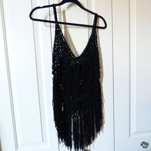 Loose Knit Cover-Up Top in Black